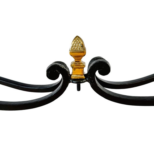 French Empire Style Wrought Iron & Black Marble Serpentine Console Table For Sale - Image 9 of 11