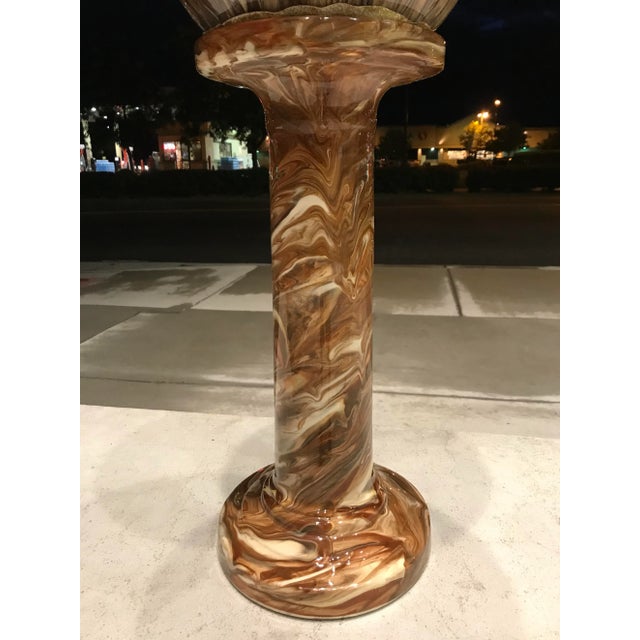 Antique Weller Pottery Marbleized Jardinière & Pedestal For Sale - Image 10 of 13