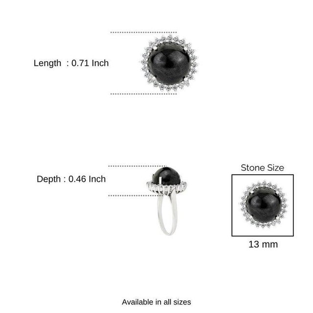 11.55 Carat Black Star & Zircon Halo Statement Ring in 925 Silver Size 7 For Sale - Image 11 of 13