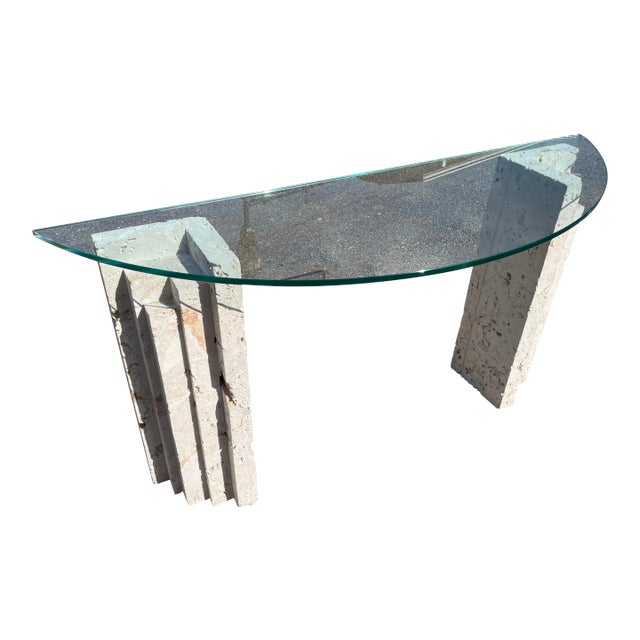 1970s Coastal Coquina Demi-Lune Table For Sale