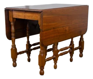 Late 19th to Early 20th Century William & Mary Style Dining Table Walnut Drop Leaf Expanding Gateleg by Abernathy