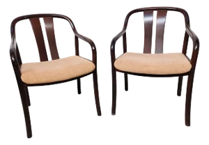 Asiana Armchairs in Black Varnished Beech by Oswald Beck for Casala, 1980s, Set of 2