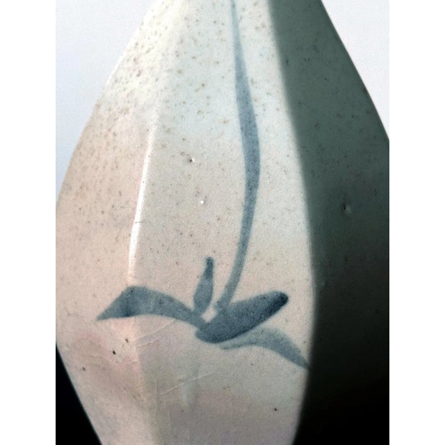 Korean Ceramic Faceted Blue and White Bottle Vase Joseon Dynasty For Sale - Image 11 of 12