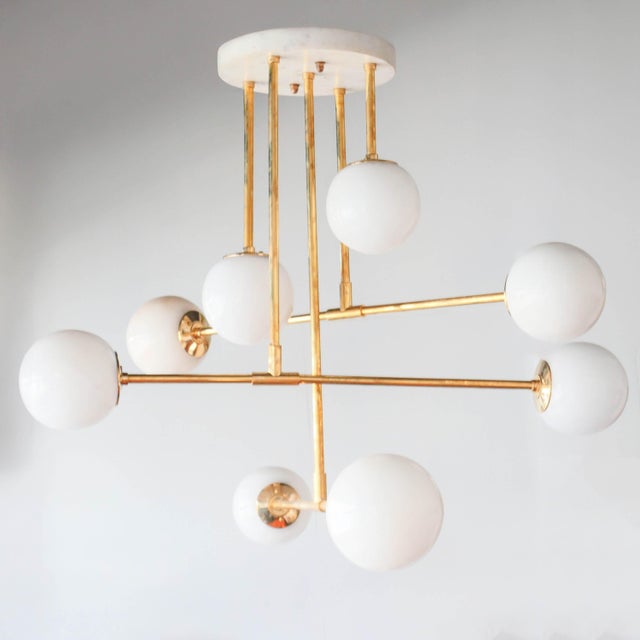 Large Alabaster and Brass Pendant Light, 1960s For Sale - Image 12 of 12