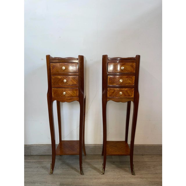 Wood Louis XV Style Bedside Tables, 1920s, Set of 2 For Sale - Image 7 of 7