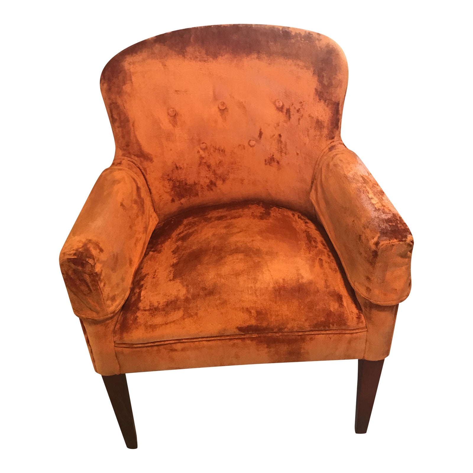 Burnt Orange Velvet Chair - Vintage | Chairish