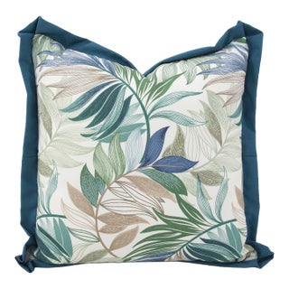 20 x 20 Outdoor Pillow Fern Indigo - Down Alternative Insert For Sale