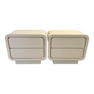 1980s Postmodern Waterfall Laminate Nightstands - a Pair For Sale
