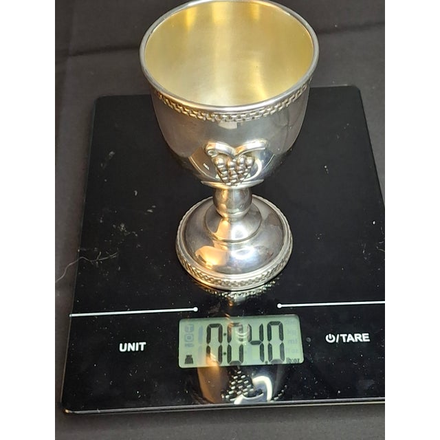 Vintage Israeli Sterling Silver Kiddush Cup Grape Cluster Goblet Gold Wash 114g For Sale - Image 15 of 15