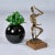 Mid-Century Modern Mid-Century Gold and Black Brutalist Drummer Figurine Sculpture on Wood Pedestal For Sale - Image 3 of 9