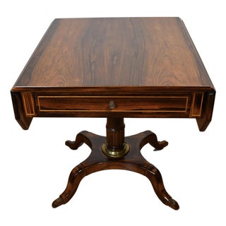 1900s Antique English Regency Rosewood Pembroke Drop-Leaf Side Table For Sale