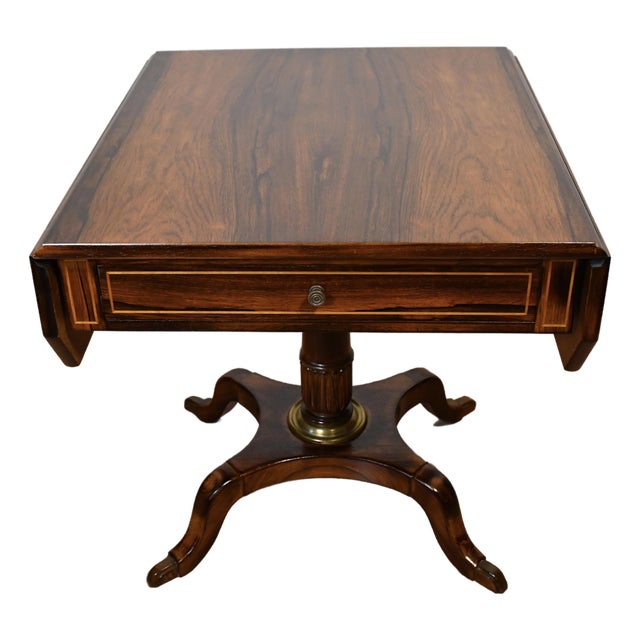 1900s Antique English Regency Rosewood Pembroke Drop-Leaf Side Table For Sale