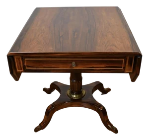 1900s Antique English Regency Rosewood Pembroke Drop-Leaf Side Table