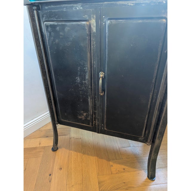 Vintage Industrial Cabinet in Steel Cabinet with Glass Top, Pre-1900s For Sale - Image 16 of 17