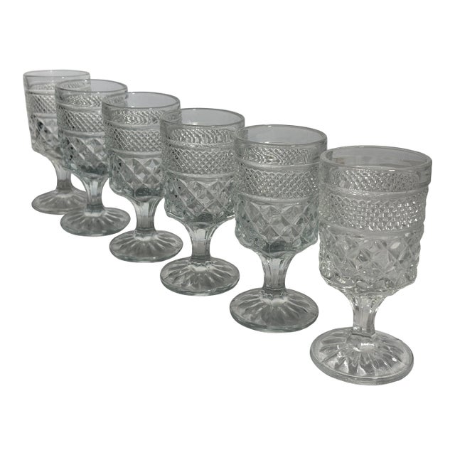 Vintage Anchor Hocking Wexford Claret Wine Glasses- Set of 6 For Sale