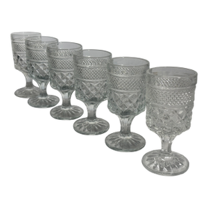 Vintage Anchor Hocking Wexford Claret Wine Glasses- Set of 6