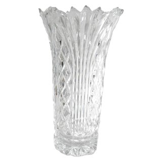 Vintage Cut Crystal Vase Cut Crystal Rim For Sale