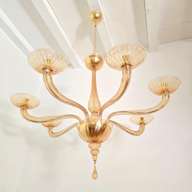 1980s Amber-Brown Neoclassical Murano Chandelier For Sale - Image 4 of 9
