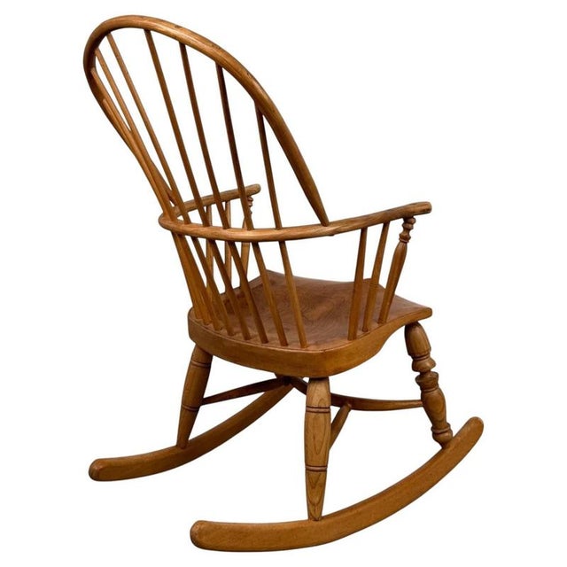 Antique English Ash Spindle-Back Rocking Chair For Sale - Image 6 of 12