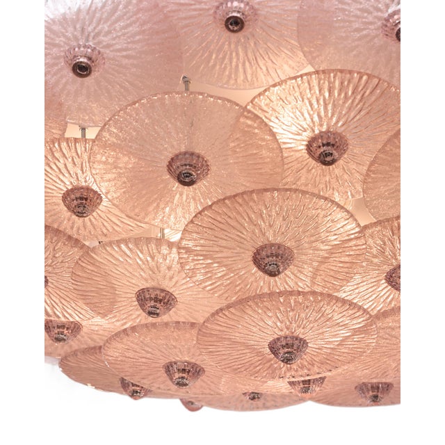 Pink Venetian Glass Flush Mount by Carlo Nason, Murano, Italy For Sale In Austin - Image 6 of 9