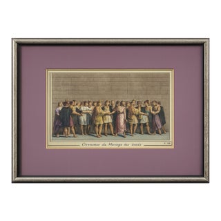 18th-Century Hand-Colored French Engraving, “Cérémonie Du Mariage Des Incas” For Sale
