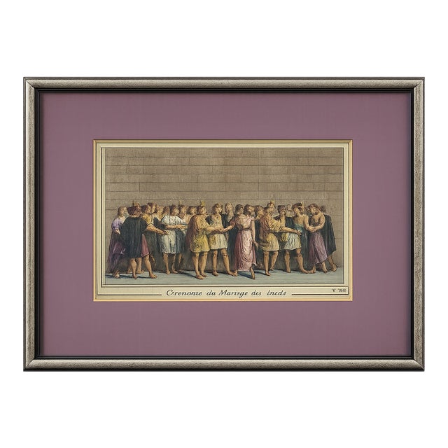18th-Century Hand-Colored French Engraving, “Cérémonie Du Mariage Des Incas” For Sale
