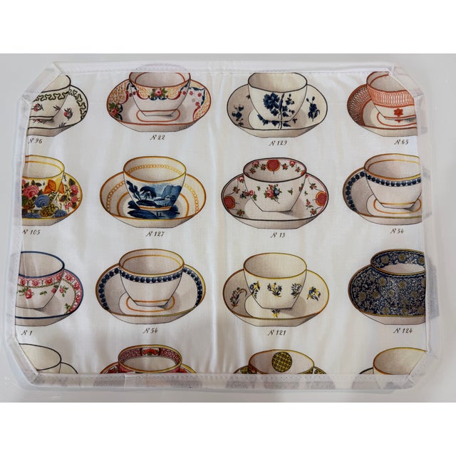PIERRE FREY remnant in "Minton Teacups" pattern. Classic French design. These fabulous place mats measure 18" wide by 14"...