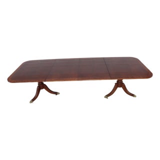 1980s Henredon Mahogany Double Pedestal Dining Table With Leaves – Traditional Formal For Sale