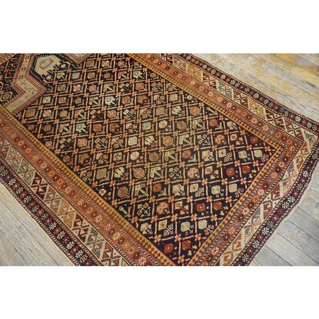 Textile 1890s Brown Geometric Antique Caucasian Shirvan Islamic Prayer Rug 3' X 5' Knotted Wool Carpet For Sale - Image 7 of 9