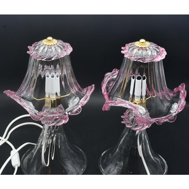 1970s Pink Table Lamps in Murano Glass - Set of 2 For Sale - Image 9 of 15