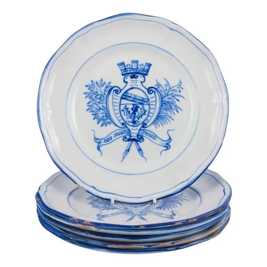 Vintage Dinner Plates in Faience by Emile Gallé for St. Clement, Set of 6 For Sale