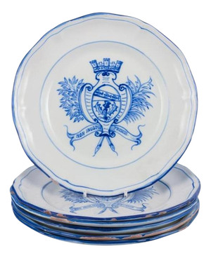 Vintage Dinner Plates in Faience by Emile Gallé for St. Clement, Set of 6