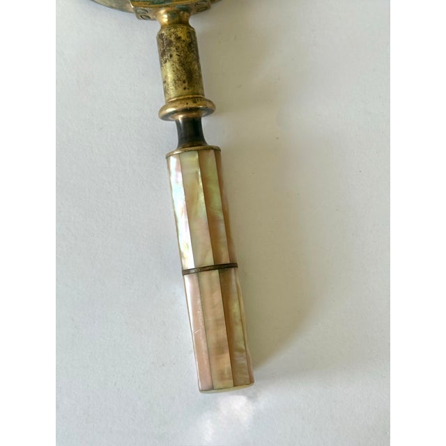 Hollywood Regency Vintage Mother of Pearl Magnifying Glass For Sale - Image 3 of 11