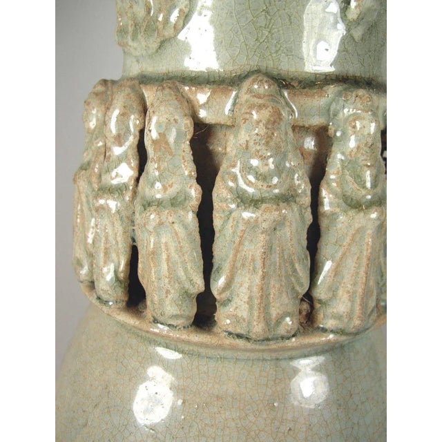 Tall Song Dynasty Molded Yingqing Porcelain Funerary Urn For Sale In New York - Image 6 of 10