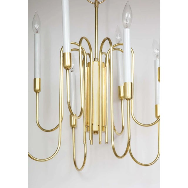 Metal 1960s Tommi Parzinger Style Brass Chandelier by Lightolier For Sale - Image 7 of 13