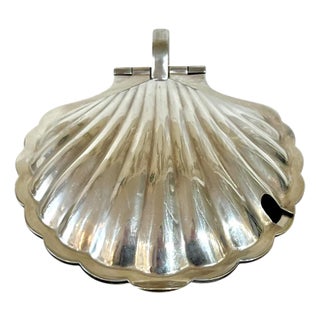 Antique English Rococo Style Silver Plate Shell Caviar Serving Dish For Sale