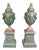 Pair of Verdigris and Metal Garden Urns For Sale