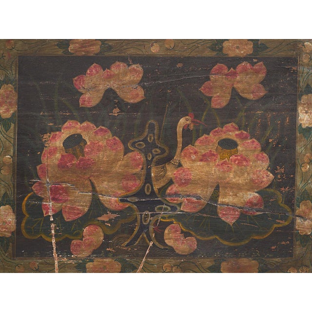 Wood Antique Opera Chest with Lotus Flowers, China, 1900s For Sale - Image 7 of 10