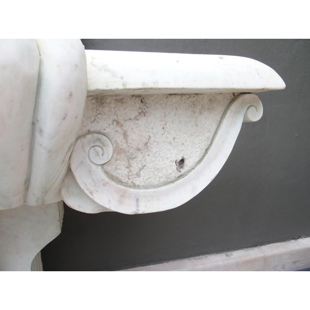 Italian Carved White Marble 3-Piece Wall Fountain With Lion Mascaron, 20th C. For Sale In Dallas - Image 6 of 18