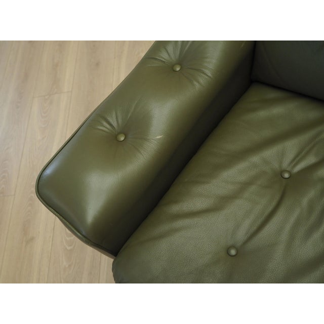 Vintage Danish Green Leather Sofa, 1970s For Sale - Image 13 of 18