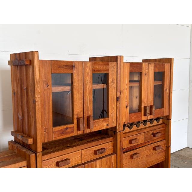 Brutalist Scandinavian Brutalist Bar Cabinet in Pine by Hans Frydendal for Christian IV, 1960s, Set of 5 For Sale - Image 3 of 12