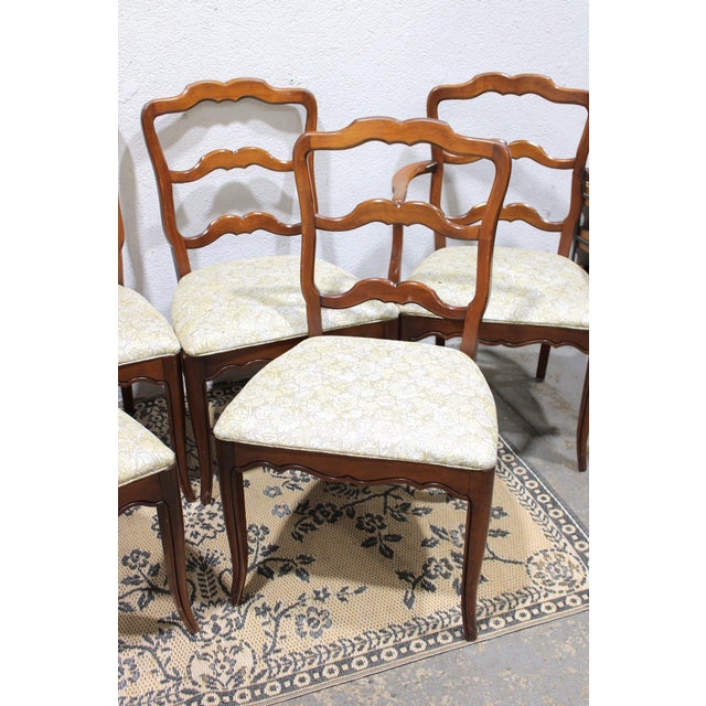 Set of 6 Vintage Cherry French Provincial Ladder Back Dining Chairs, 37” H For Sale - Image 11 of 18
