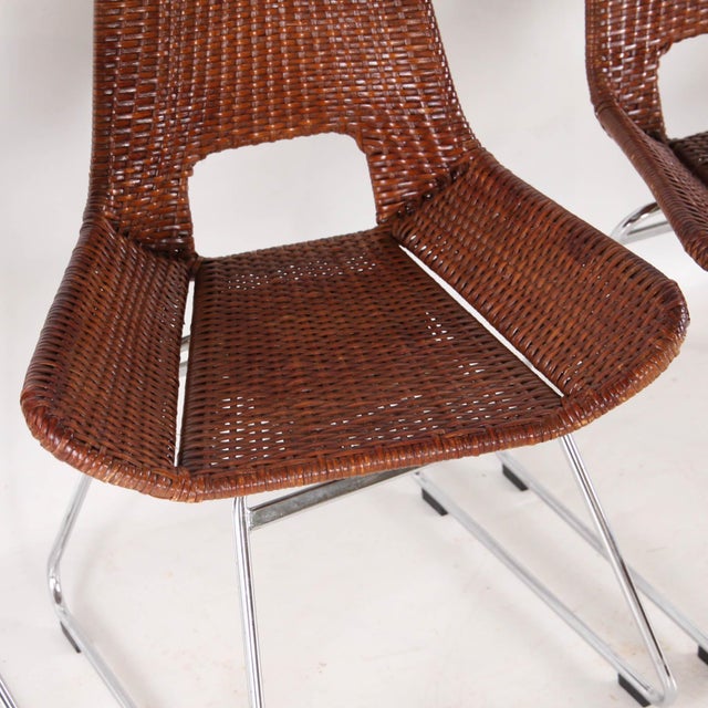 Rattan and Chrome Chairs, 1990s, Set of 4 For Sale - Image 4 of 15