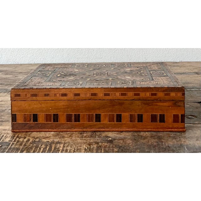 Moroccan Vintage Moroccan Wood Inlay Box For Sale - Image 3 of 12