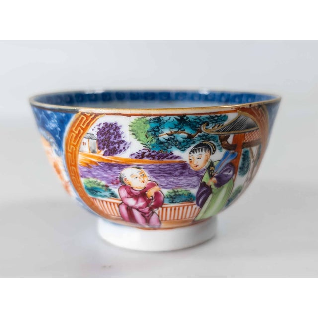 19th Century Chinese Export Rose Mandarin Palette Teacup and Saucer For Sale - Image 13 of 18