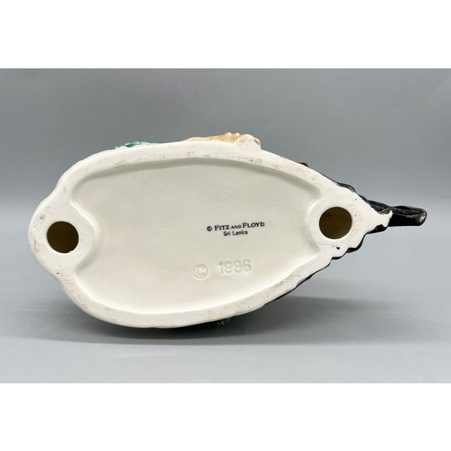 Ceramic 1996 Fitz & Floyd Crane & Lily Ceramic Candlestick Holder – Chinoiserie / Hollywood Regency For Sale - Image 7 of 12