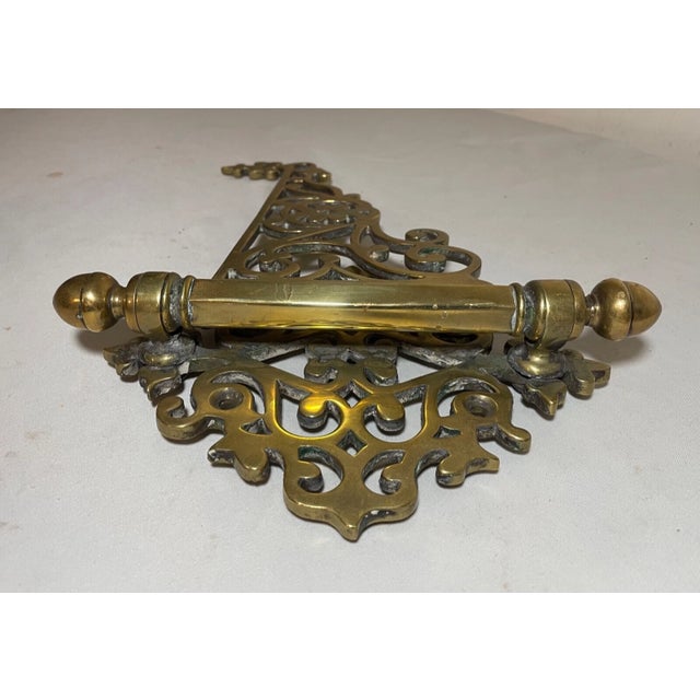 Metal Large Antique 18th Century Handmade Brass Pivoting Wall Mount Hat Coat Rack Hook For Sale - Image 7 of 12