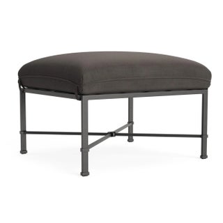 Brown Jordan Venetian Ottoman, Textured Pewter frame with Fusion Charcoal fabric For Sale