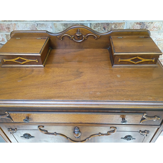 Antique Victorian Revival Chiffonier High Chest With Ornate Scrollwork, Circa 1910 For Sale - Image 4 of 17