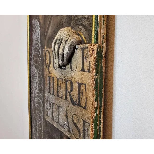 Life-Size Art Deco Movie Theater Relief Carved Polychrome Painted Wooden Usher Fiigure Wall Panel Mural Folk Art For Sale - Image 10 of 12